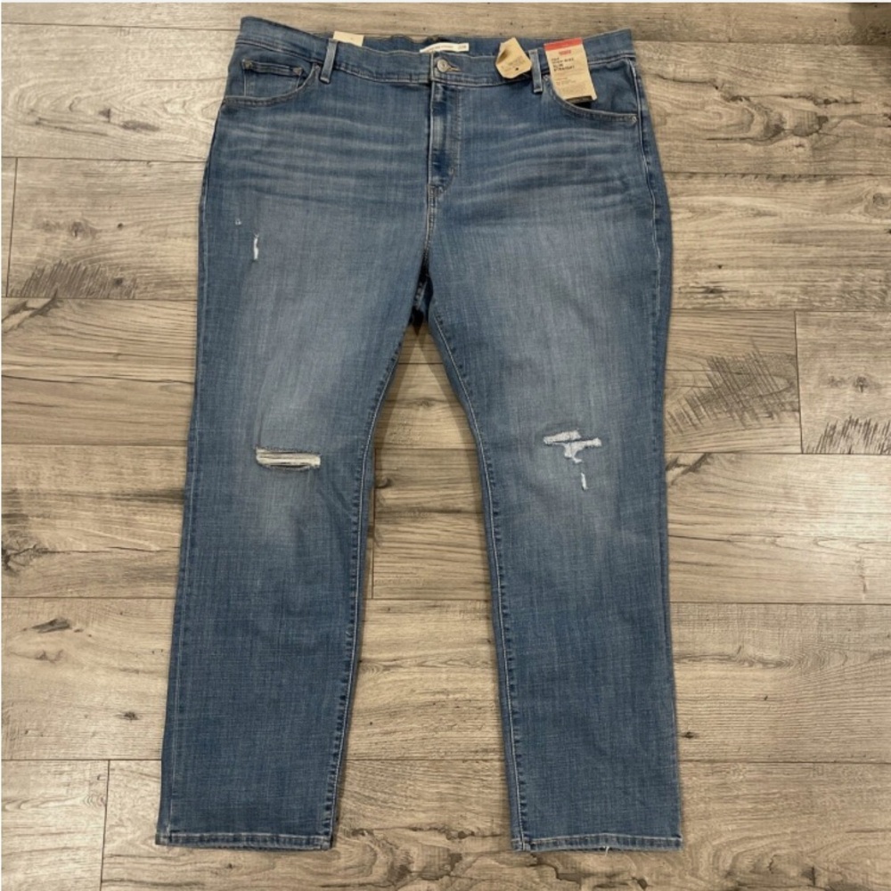 Levi's 724 High Rise Slim Straight Jeans Women's Size 22W M Blue Hypersoft